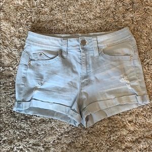 Light wash jean shorts